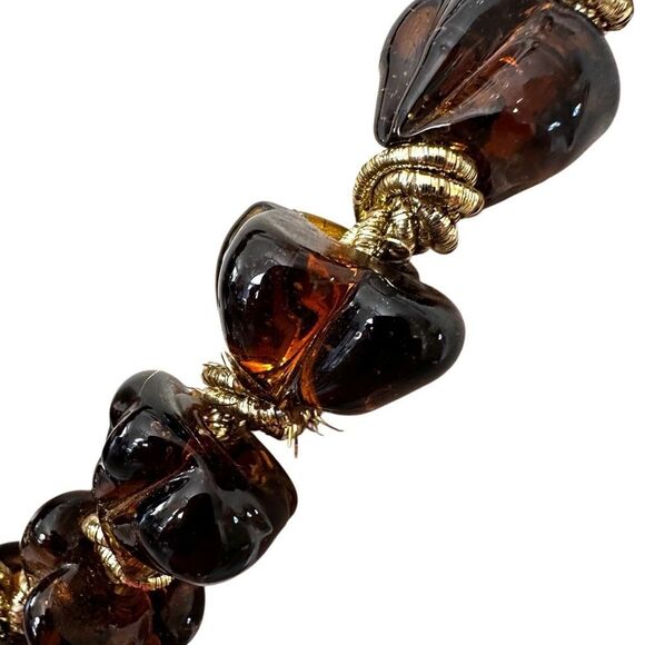 Boho Amber Glass Mala-Inspired Tassel Necklace - Picture 6 of 7